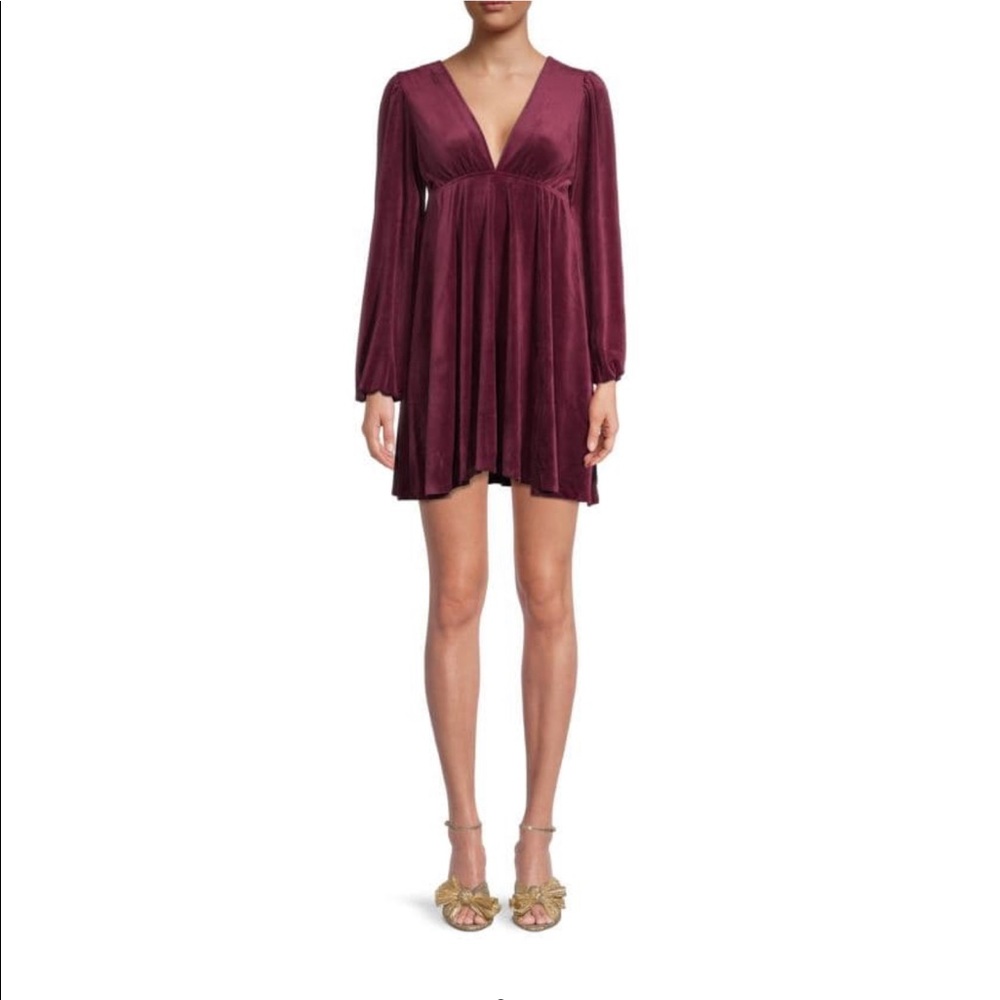 Deep V-Neck Velvet Red Dress